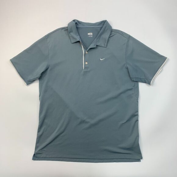 Nike Fitdry Polo Shirt Mens XL Extra Large Slate Short Sleeve High Low Hem Golf - Picture 2 of 11